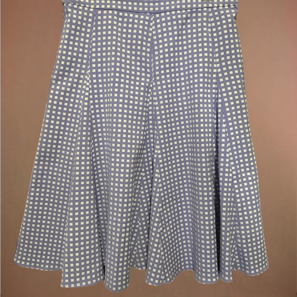 Eva Mendes for New York & Company Blue and White Gingham Midi Skirt